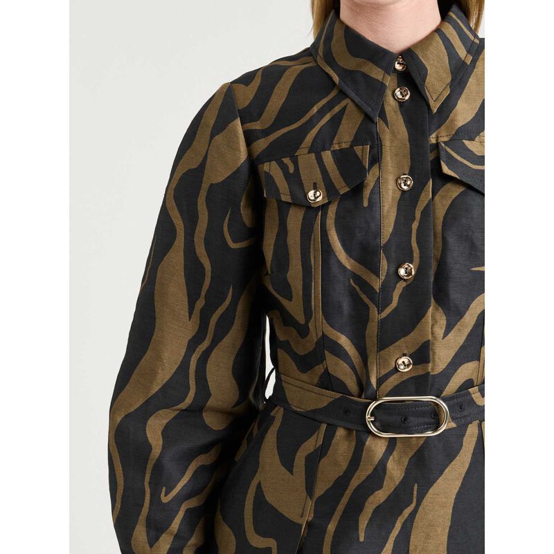 Veronika Maine Abstract Zebra Linen Viscose Shirtdress image number 2